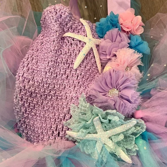 Mermaid Tutu Dress Princess Birthday Party Dresses For Girl Starfish Halloween